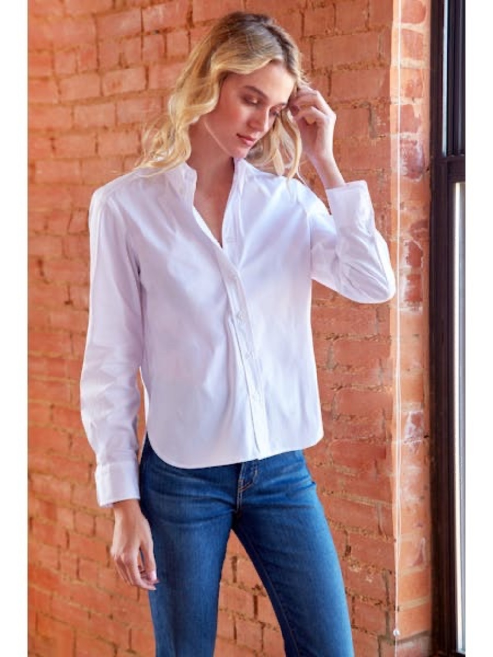 Finley Silky Poplin White Button-Up Shirt – Size Small – Made in USA